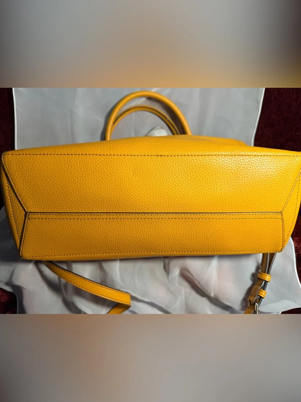 Michael Kors Mustard Yellow Leather Satchel Bag + Zip Wallet Set With Dust Bag